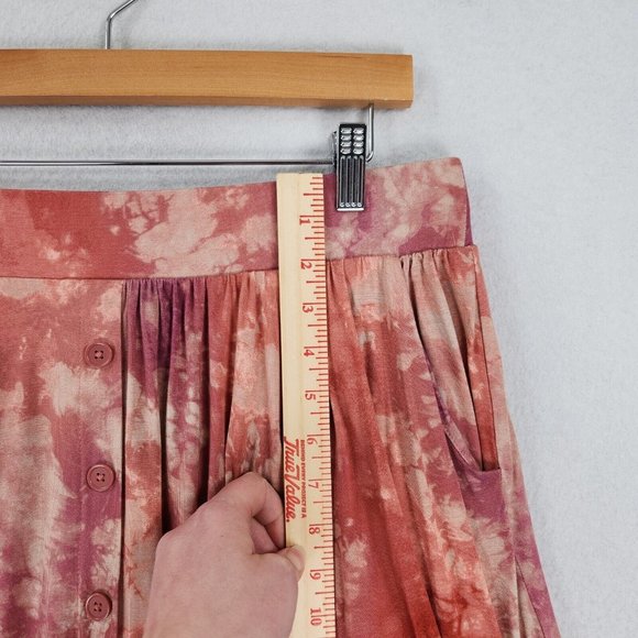Torrid Skirt Womens 1 Pink Orange 1X Tie Dye Stretch Midi A Line Flowy Casual - Picture 6 of 13